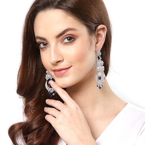 Floral Shaped Diamond Dangle Chandelier Earring